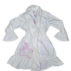 Disney Alice In Wonderland White Robe Embroidered Pink Detail Ruffled Sleeve M